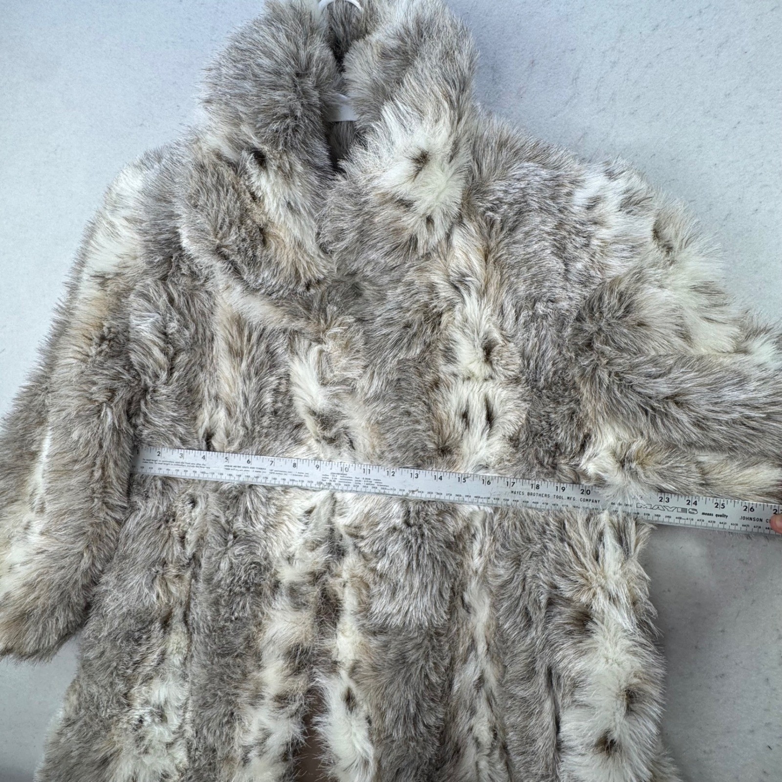 Miss New Yorker Faux Fur Coat Women Medium Gray Vintage Faux Lynx Mob Wife Luxe