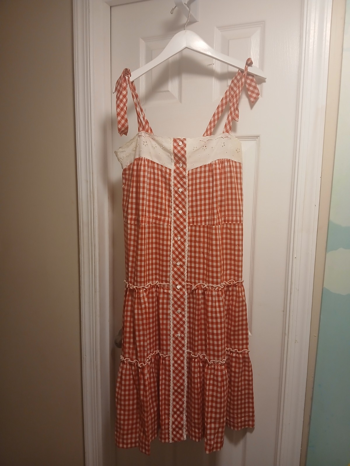 Vintage TRIVIA BY Charm OF hollywood Dress 70ts Cotton Red And White Dress Sz.M