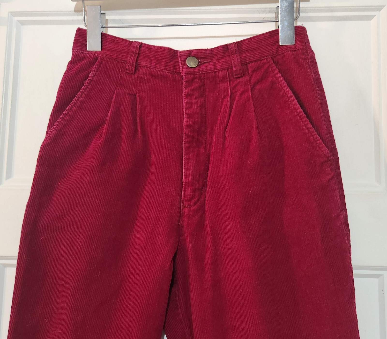 Vtg Stockton Red Corduroy High Waist Pant 26×32 Straight Women 8 See Description