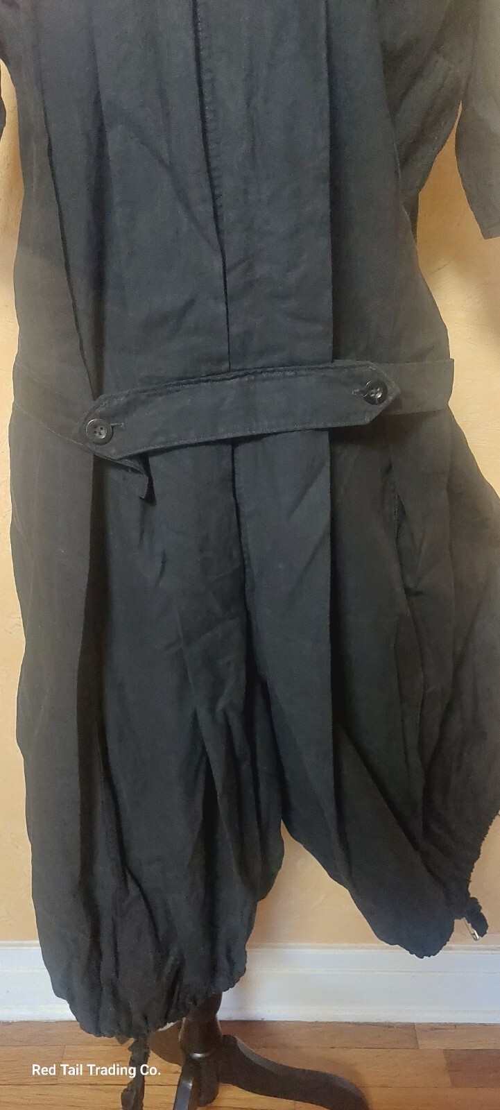 Museum Quality 1910s Edwardian Black Cotton Gymsuit, playsuit, Made By « Winner »