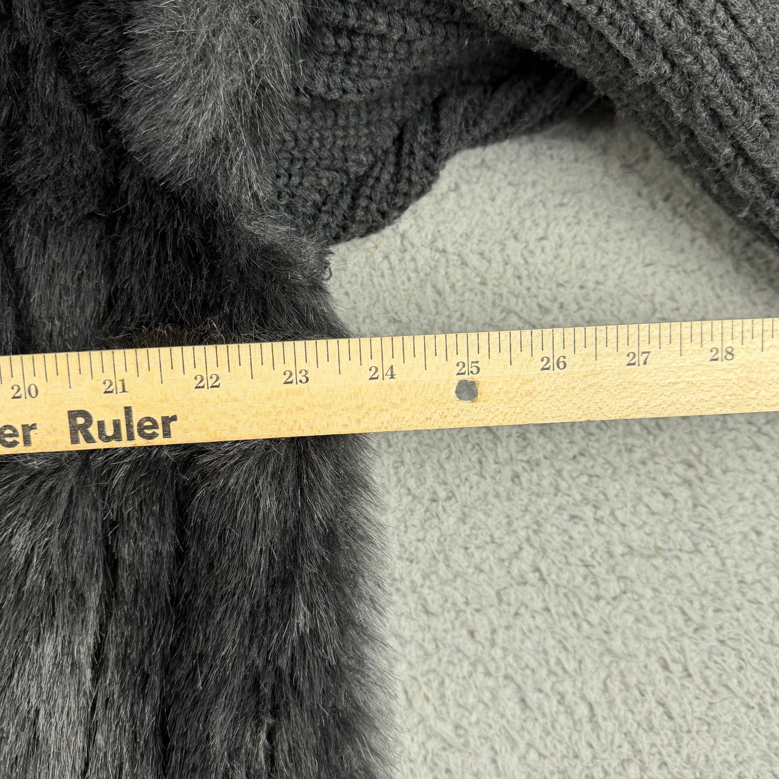 Vintage Jordache Gray Faux Fur Knit Sleeve Jacket Coat Women Modacrylic Acrylic