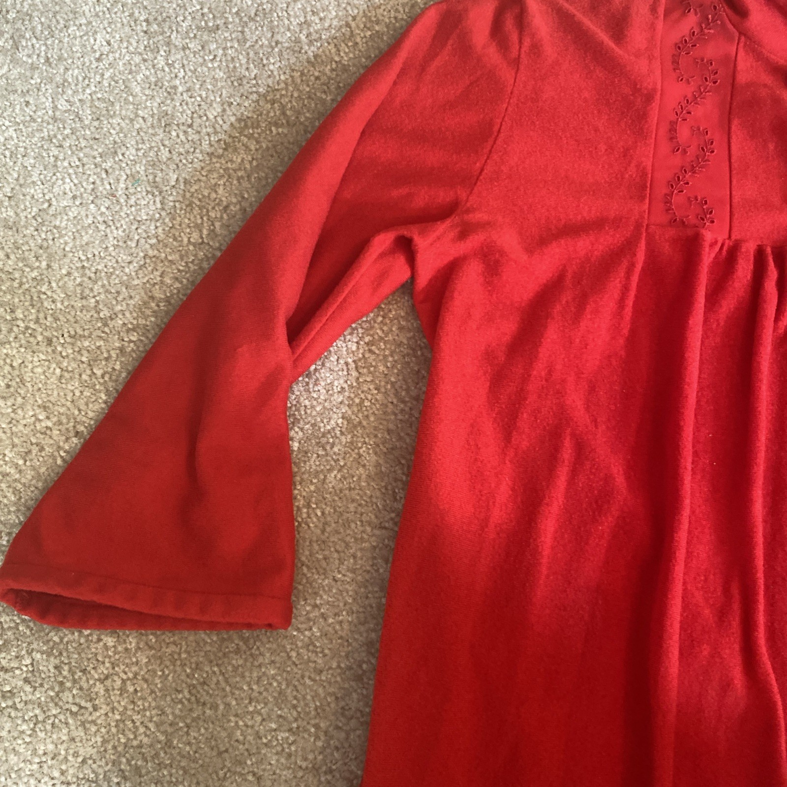 Vintage Texsheen Long Sleeve Maxi Red Dressing Gown Button Robe Small
