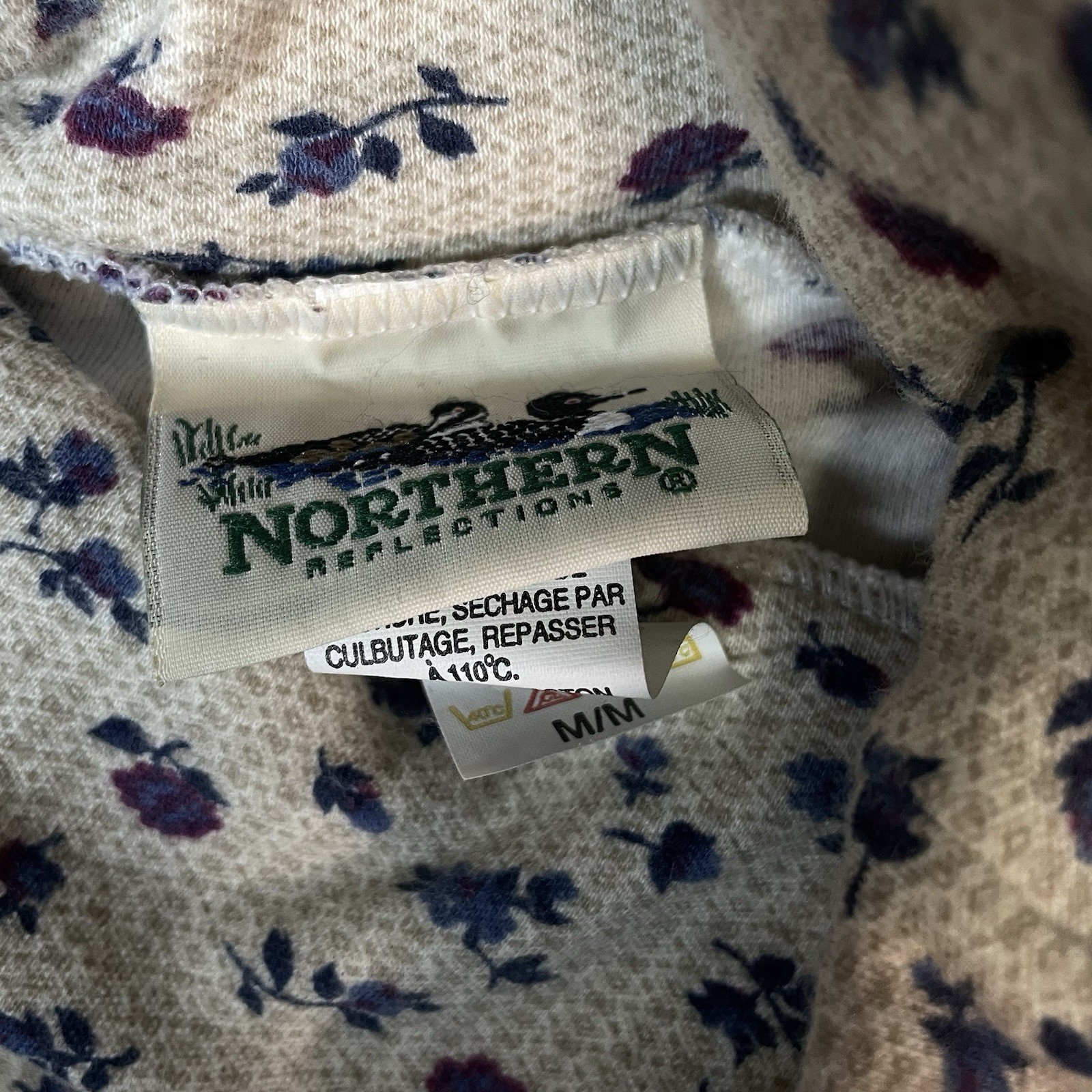 Vintage 90s Northern Reflections Floral Top Mock Neck Cottagecore Grandmacore M