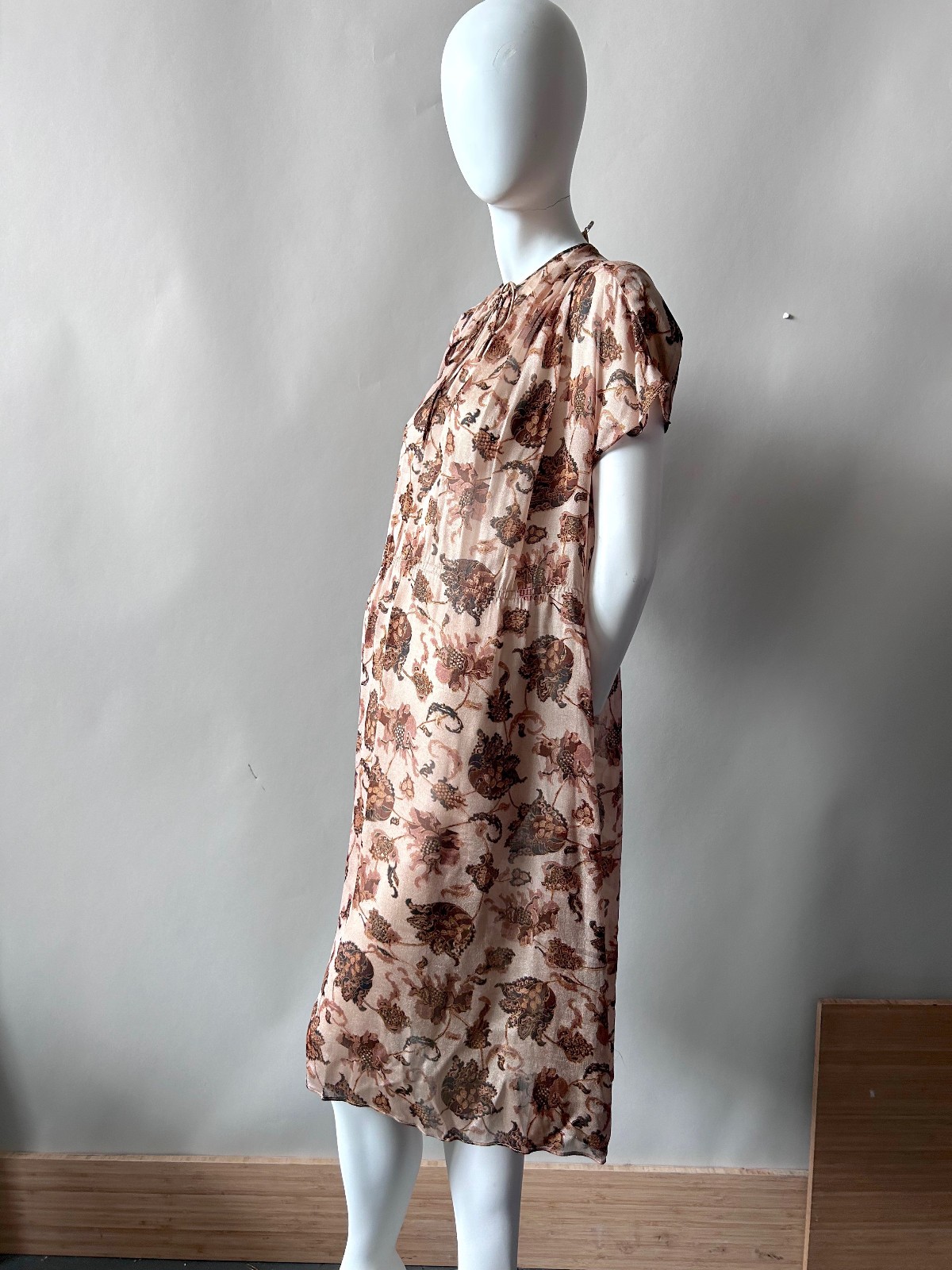 Vintage Judith Ann for Heiser-Egan Vintage Sheer India Silk Dress sz S M 1970s