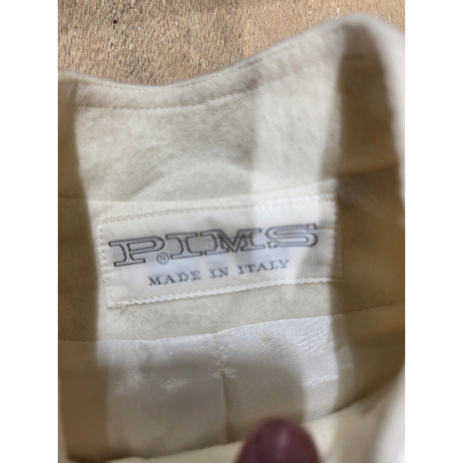 PIMS Made in Italy Vintage Wool Coat Cream Red Contrast Stitching IT 38 US XS/S