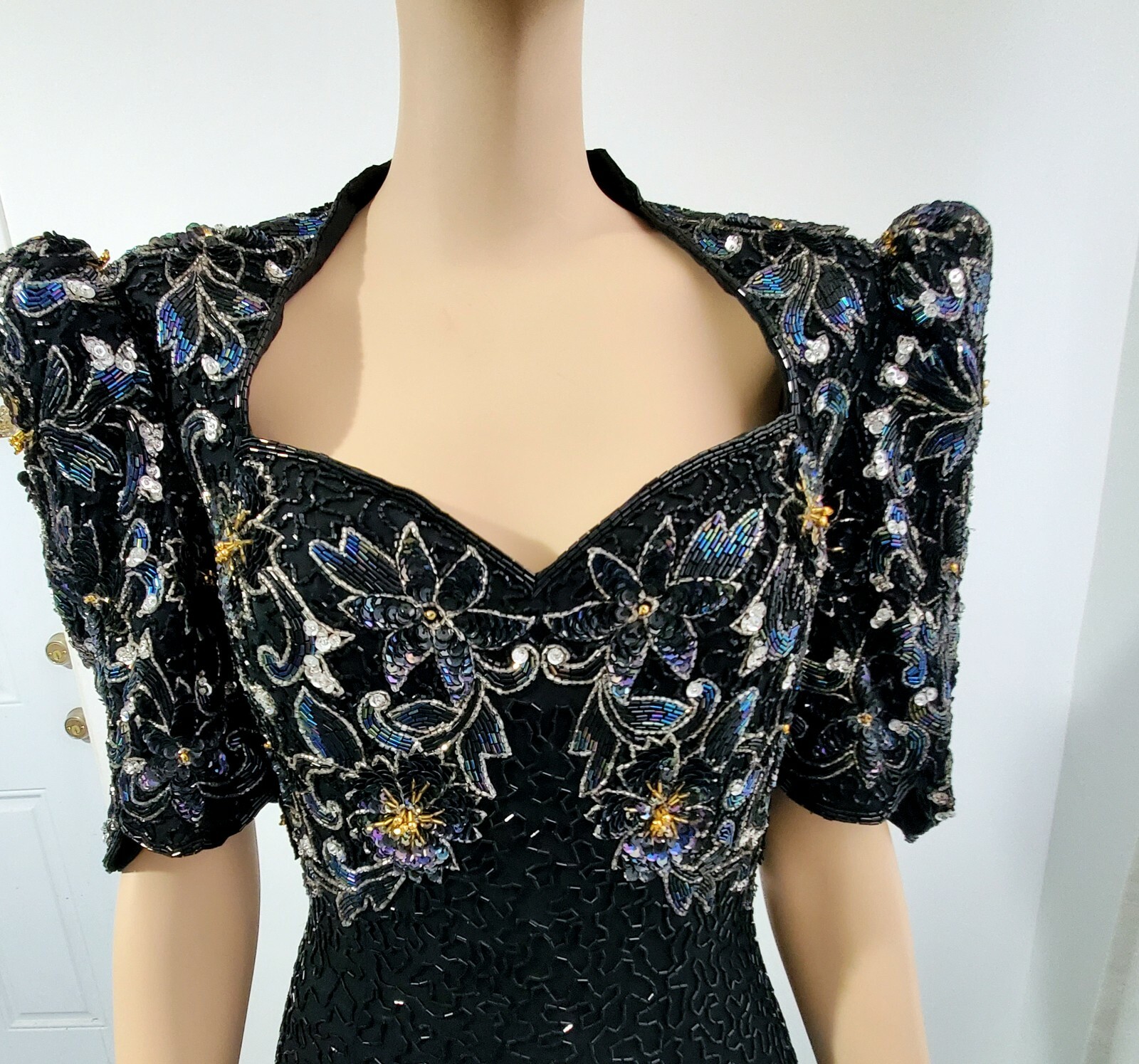 VINTAGE STERLING BY STONE FERRIS LONG EVENING DRESS , HIGH QUALITY, LOTS DETAILS