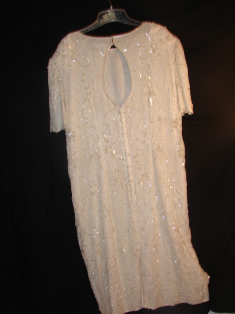 Vintage AP Ltd 100% Silk Designer Beaded Dress Timeless Classic Design Size 3X
