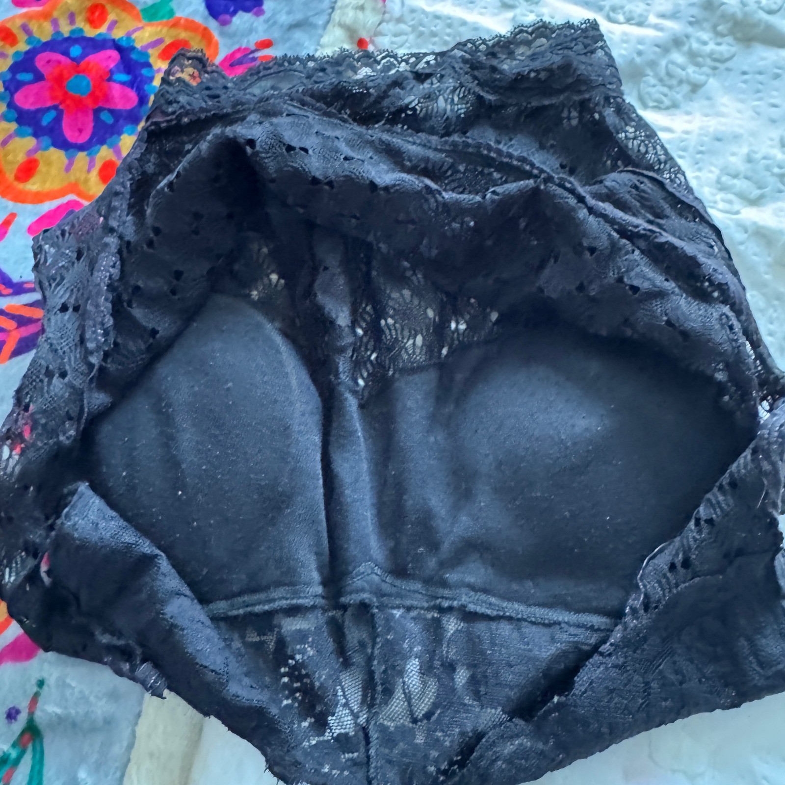 Unbranded Vintage Lace Crop Tank Top S Black Floral Sheer Goth Coquette Bow