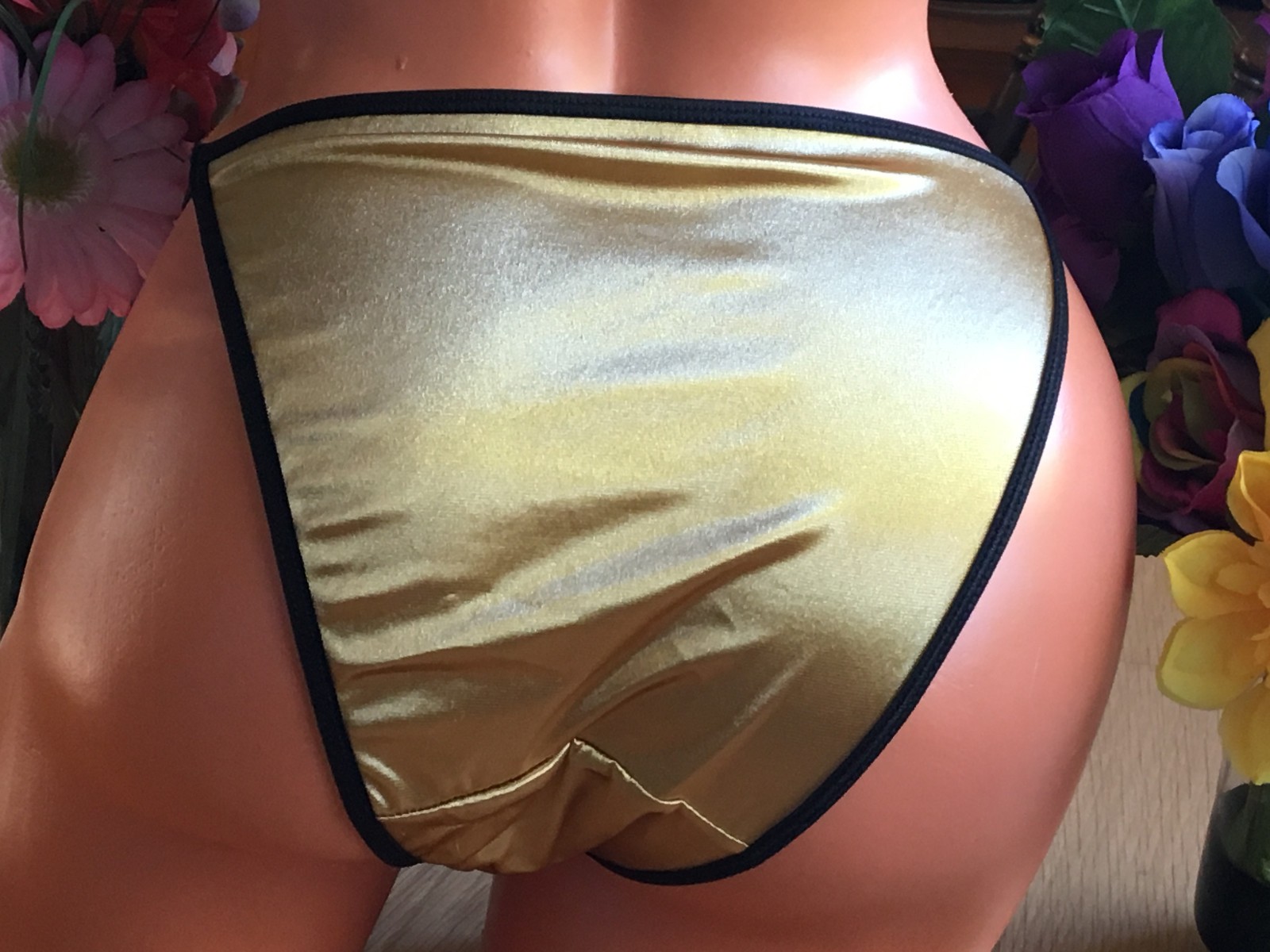 Golden Bronze 9/2XL Double String Hi Shine Second Skin String Panties NWOT