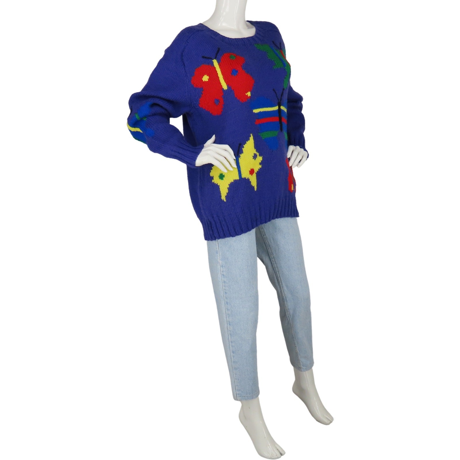 Vintage Rainbow Butterfly Knit School Teacher Grandmacore Y2K Jumper Sweater