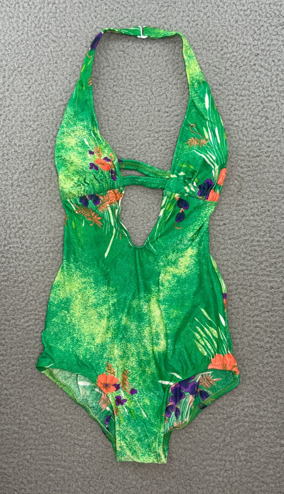 Vintage Swimsuit Playsuit Catalina 70s Size 10/32 Vibrant Floral Made USA