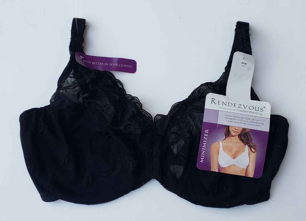 Maidenform Rendezvous Minimizer Bra Size 36DD Underwired Black NEW Retired