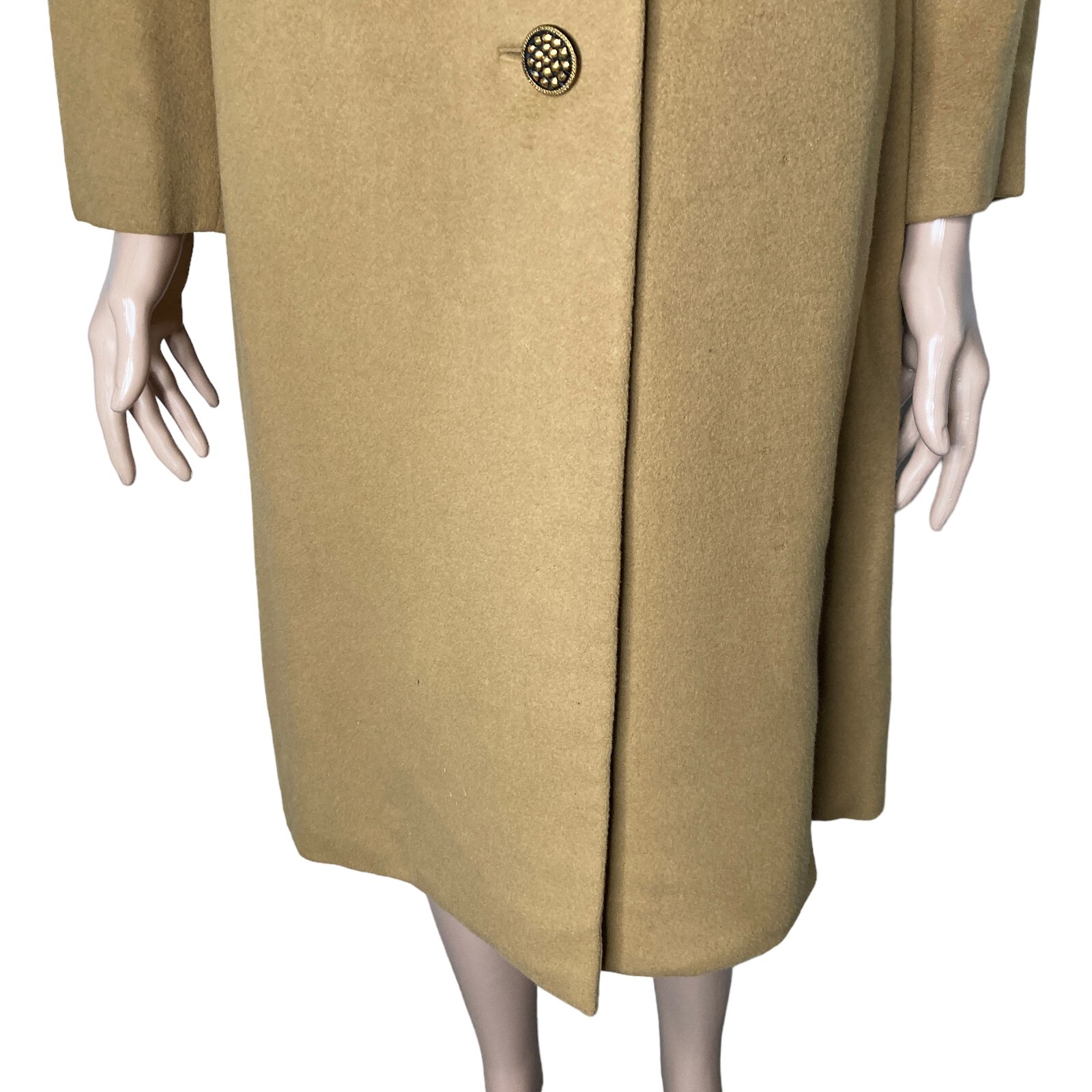 Vintage 40s Cashmere Trench Coat Womens Small Prince Fashions Light Brown