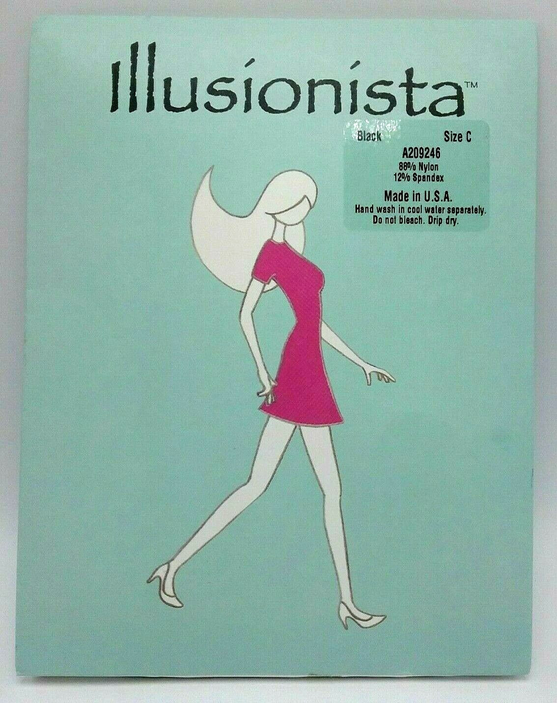 VINTAGE QVC Breezies Women Size C Pantyhose Illusionista UltimAir Black USA