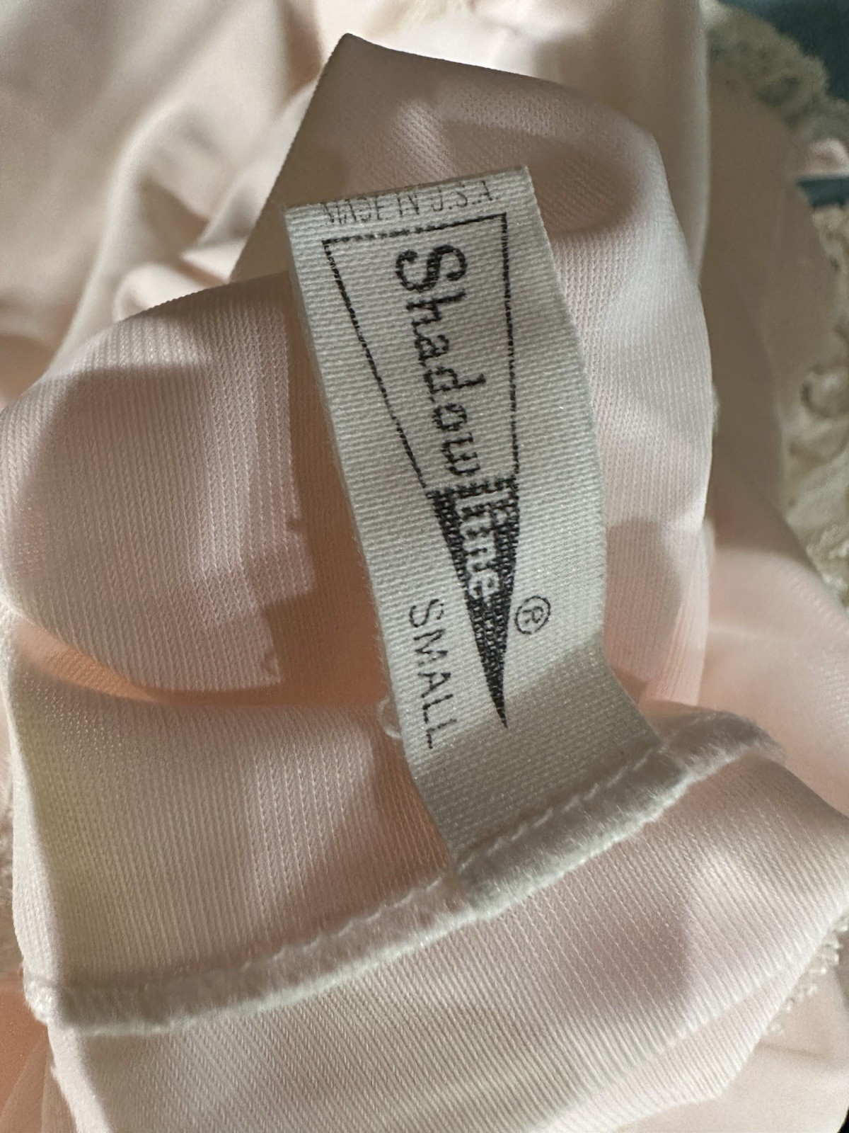 VTG Shadowline Nylon Peignoir Nightgown Robe Small Pink Lace Pearls Romantic MCM