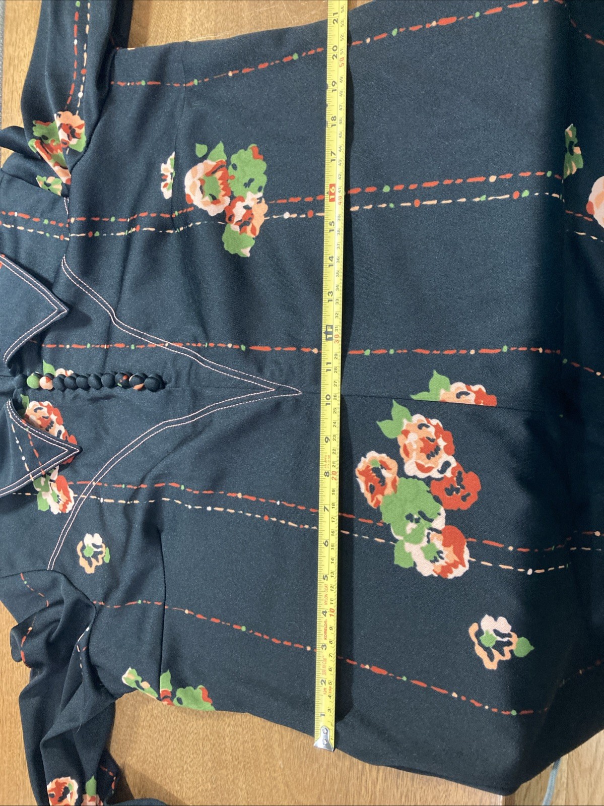 Vintage 1970s CLOVIS RUFFIN Ruffinwear Dress Western Dark Floral Jersey Knit