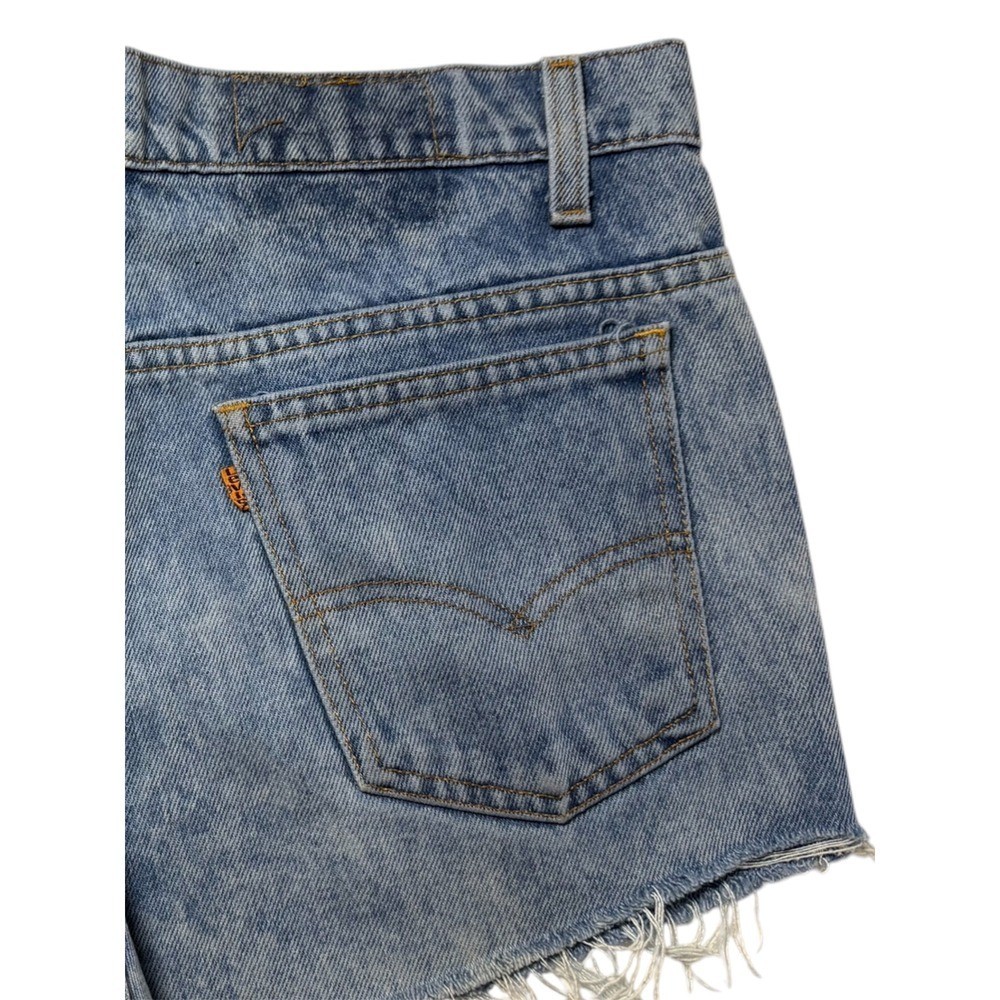 Levis Orange Tab Vintage High Waisted Distressed Denim Cutoff Shorts Light Wash