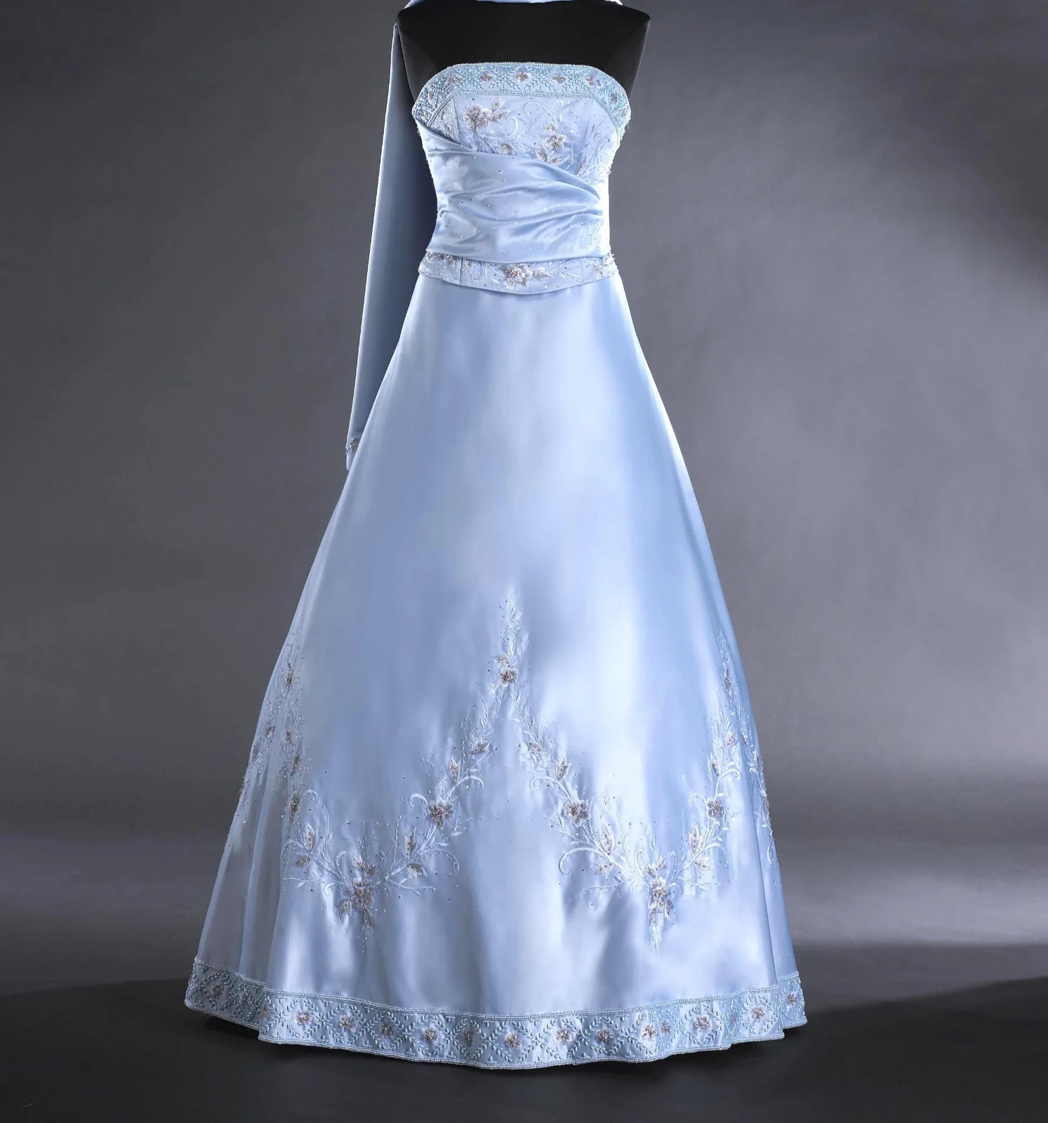 Jasdee Dress Length 58&Prime; Inch Hand Work Beading & Embroidery On Satin Style 2001