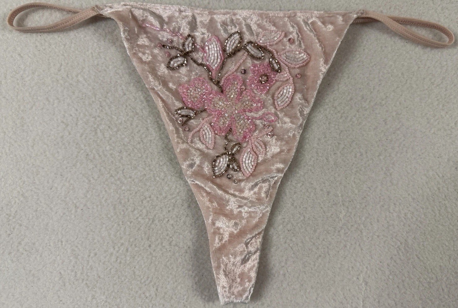 Vtg 90s Y2K Express Panties Beaded Velvet G-String Med
