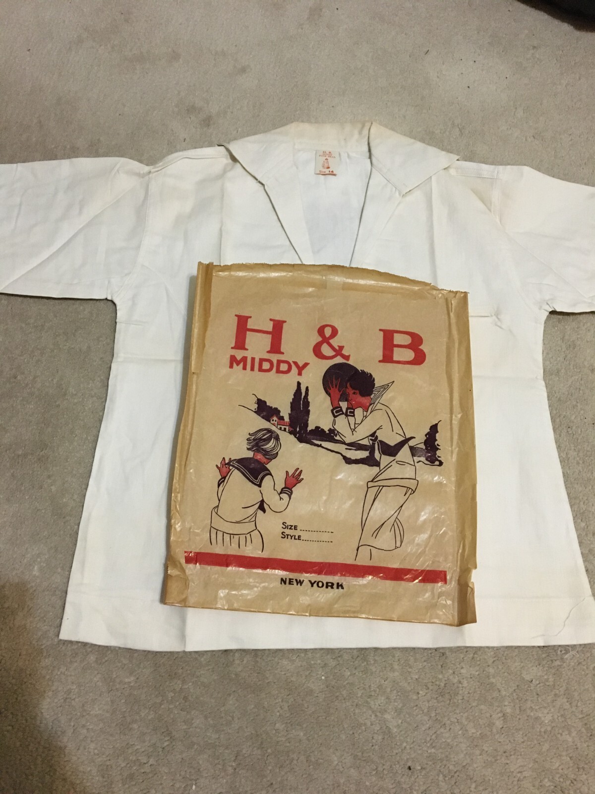 Vntg 1920&rsquo;s Woman H & B Middy Top Size 14 Sporting Gym Wear, Orig Sales Wrapper
