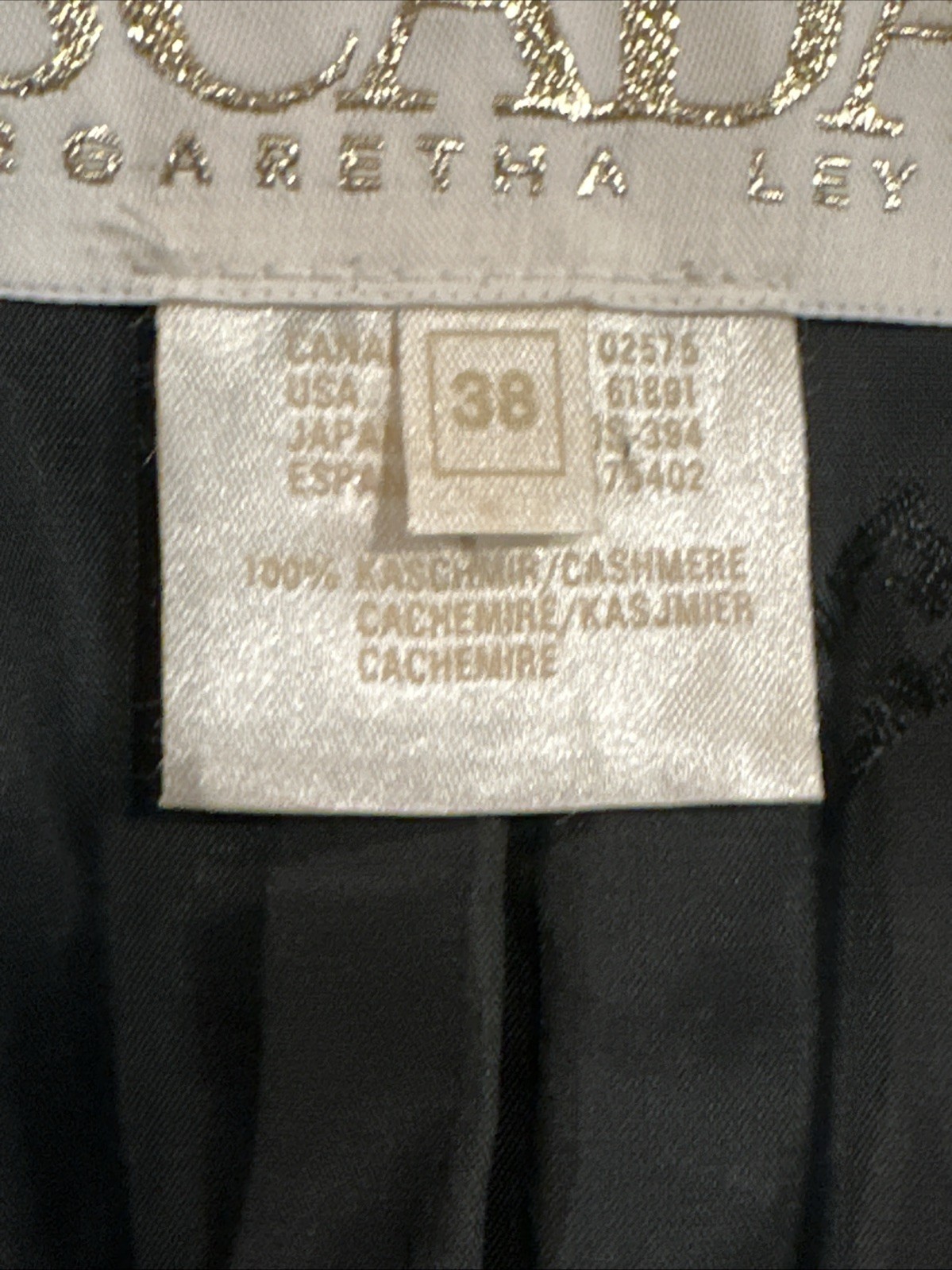 Vintage ESCADA Margaretha Ley 100% Cashmere Black Blazer Size 8 /38 Germany