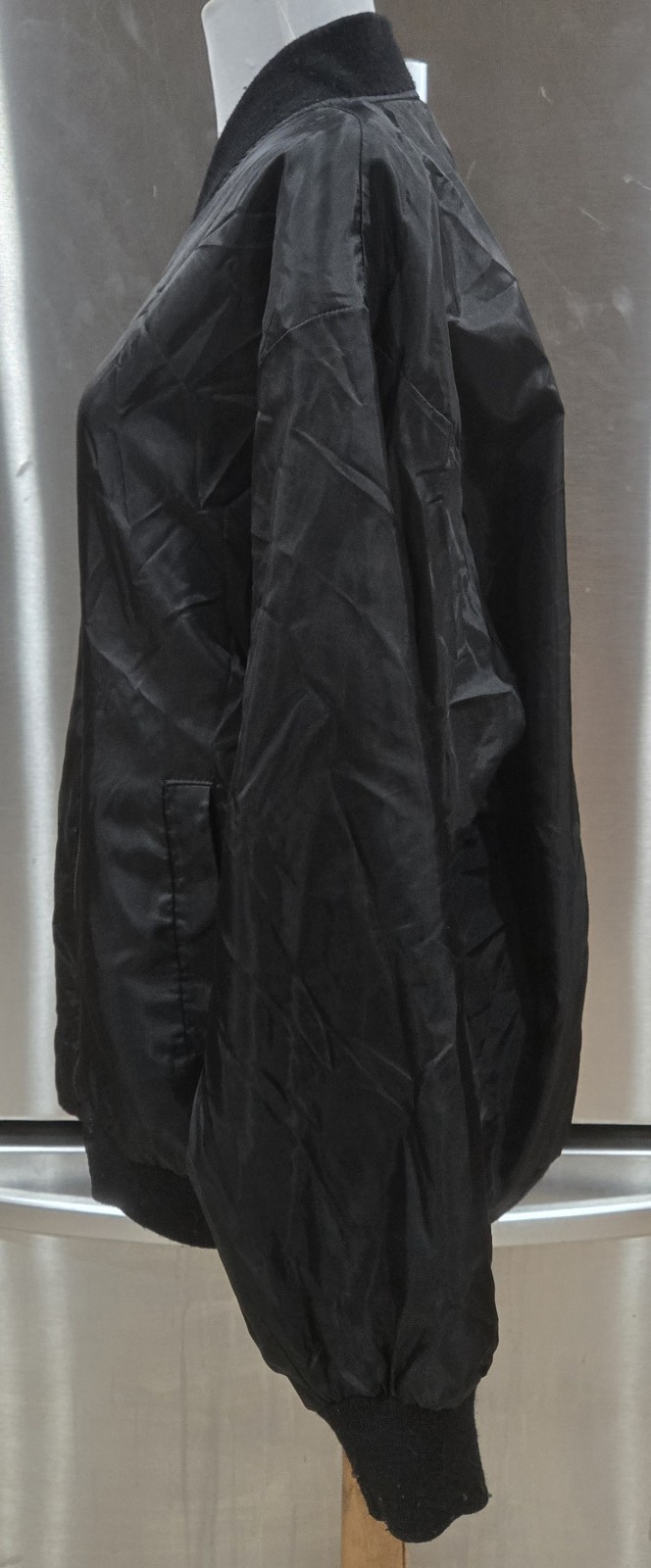 1980s Reversible Reflective Silky Baroque Clock Medallion Bomber Jacket Sz L
