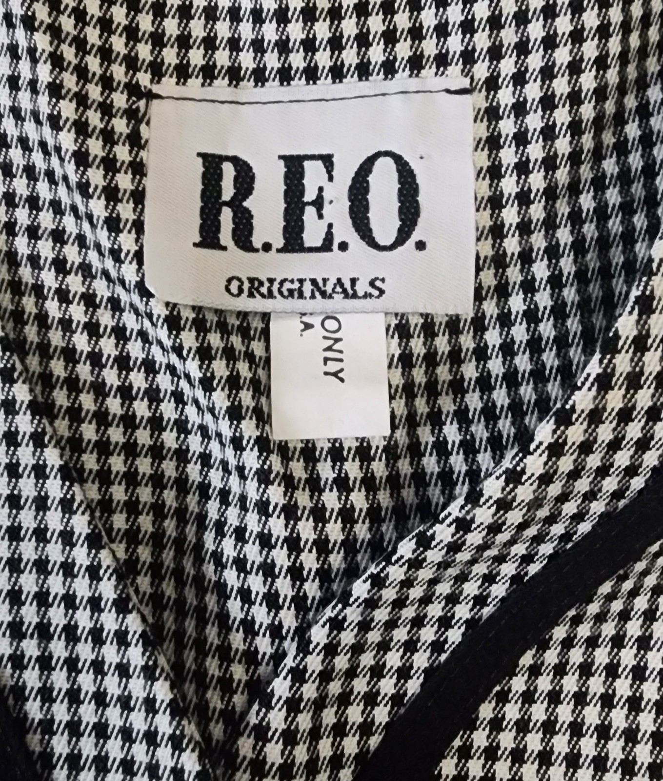 VINTAGE 80&rsquo;s REO ORIGINALS Black+White Houndstooth POWER Dress Retro Size L