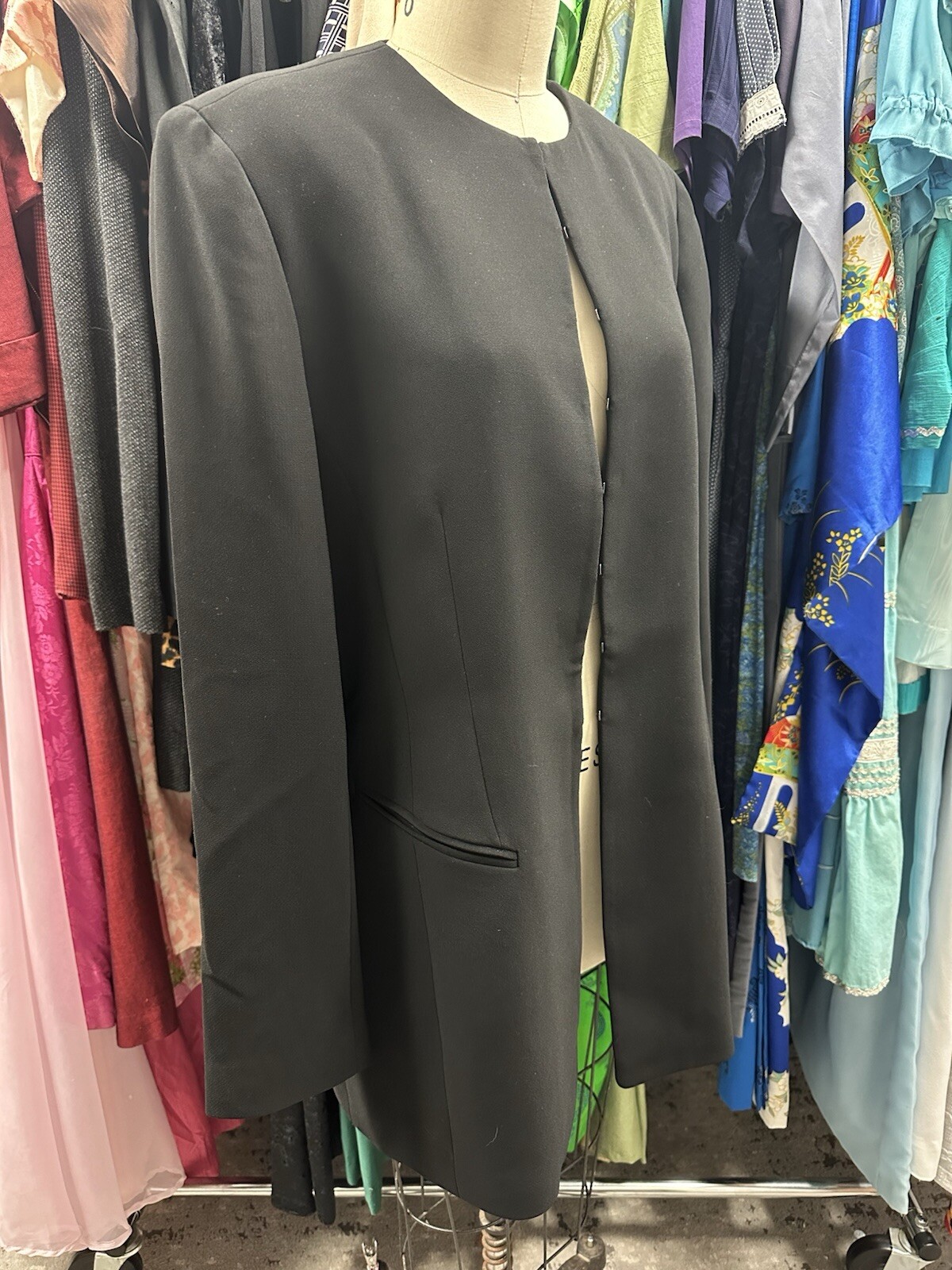 Designer Emanuel Ungaro Inky Black Blazer Jacket Womens Size Large 14/48