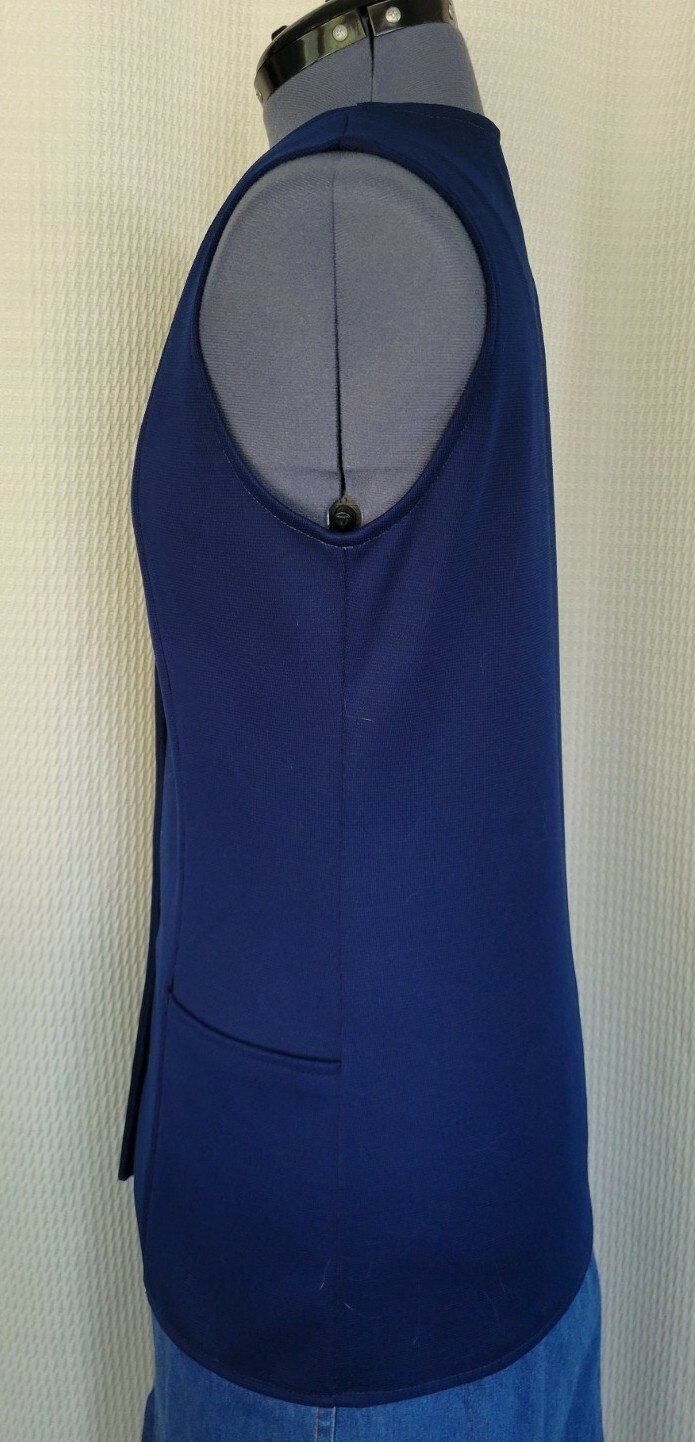 Vintage Stockton Navy Blue Long Button Down Front Vest 36&Prime; Bust