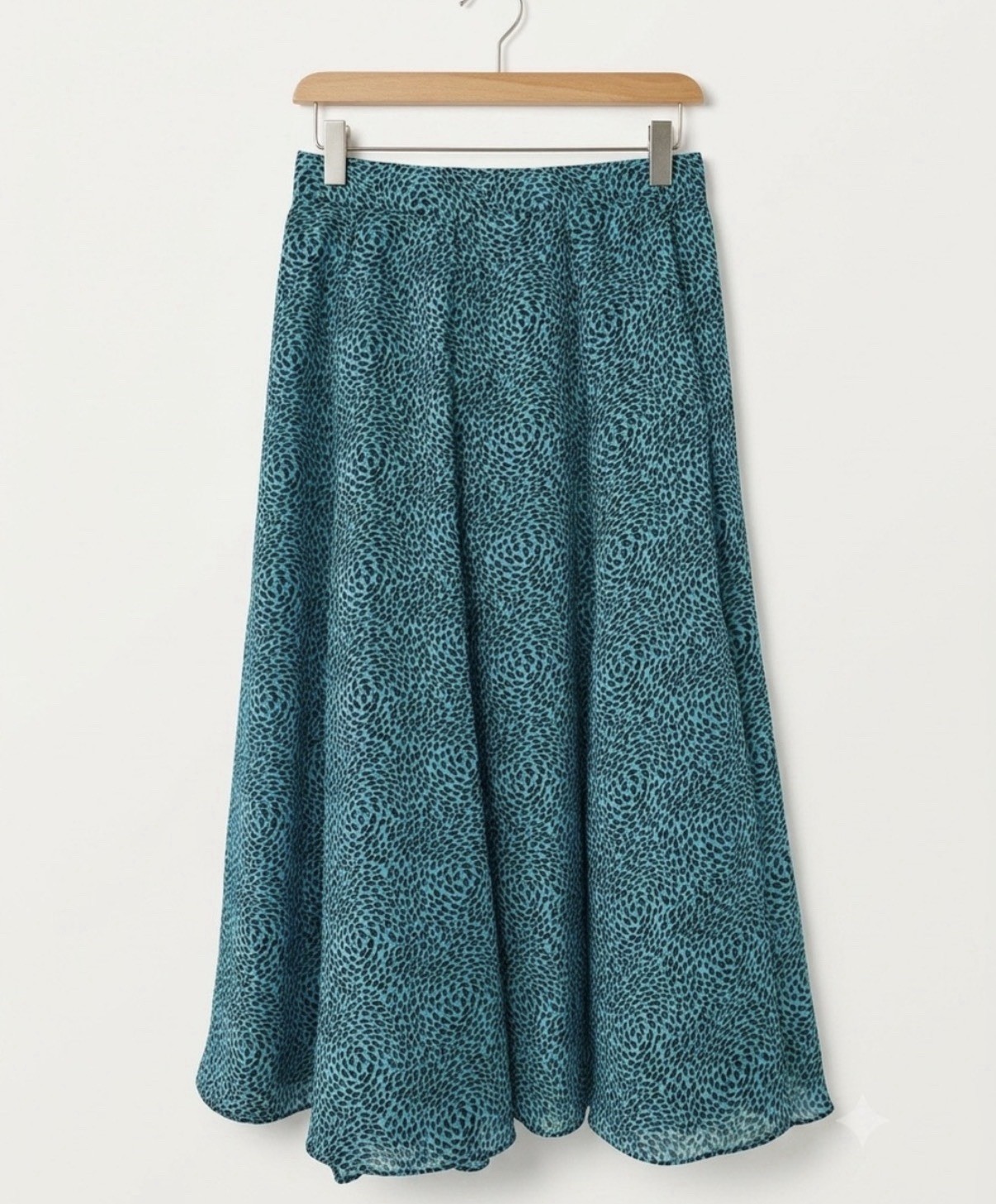 Vintage 1970s Shubette of London Blue Leopard Print Midi Skirt