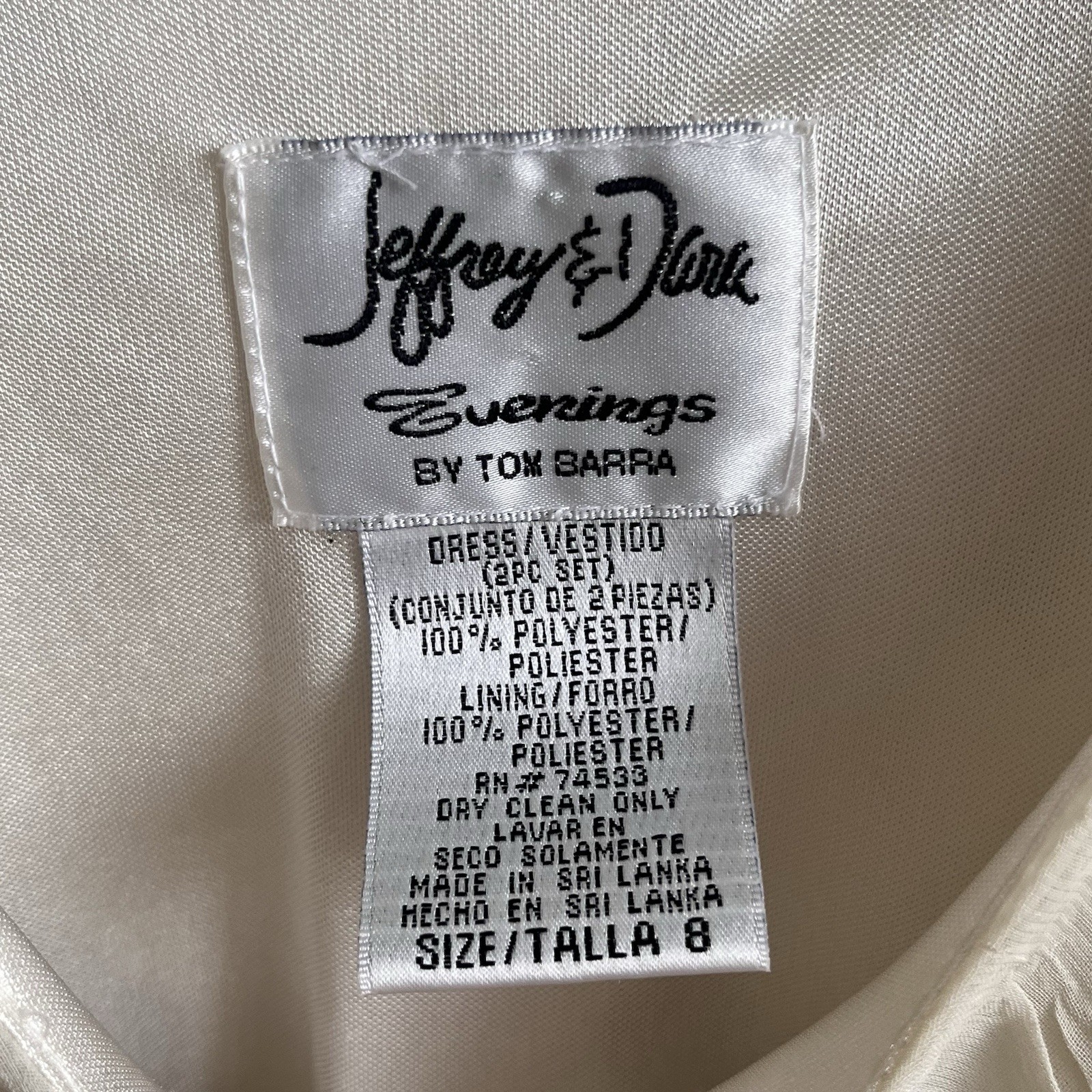 Vtg Jeffrey & Dara Translucent White Floral Open Jacket & Dress Set Size 8 Weddi