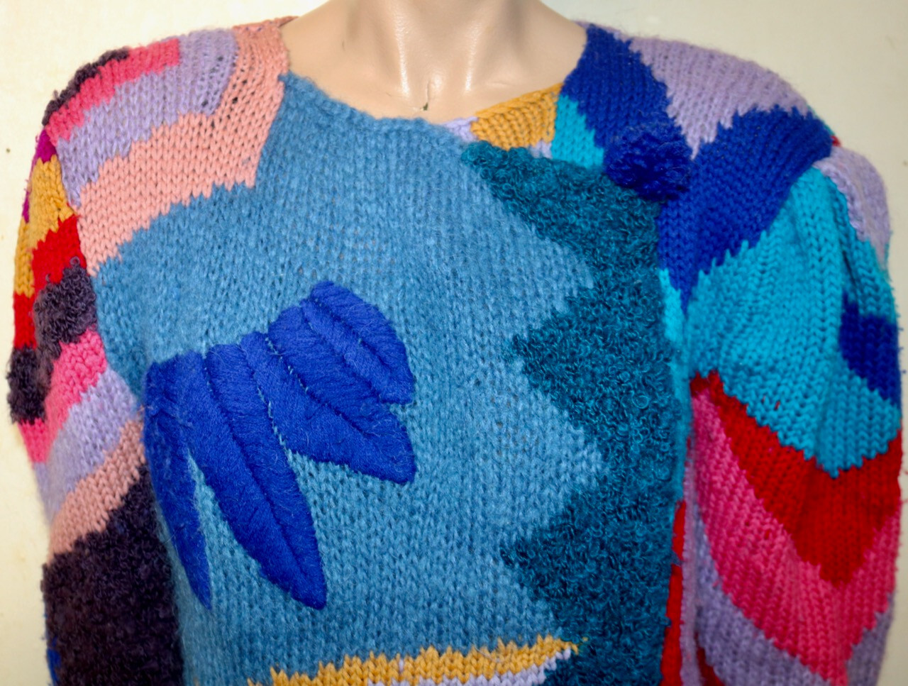 Giorgio Sant Angelo for Daniel Caron vintage hand knit avant garde sweater M