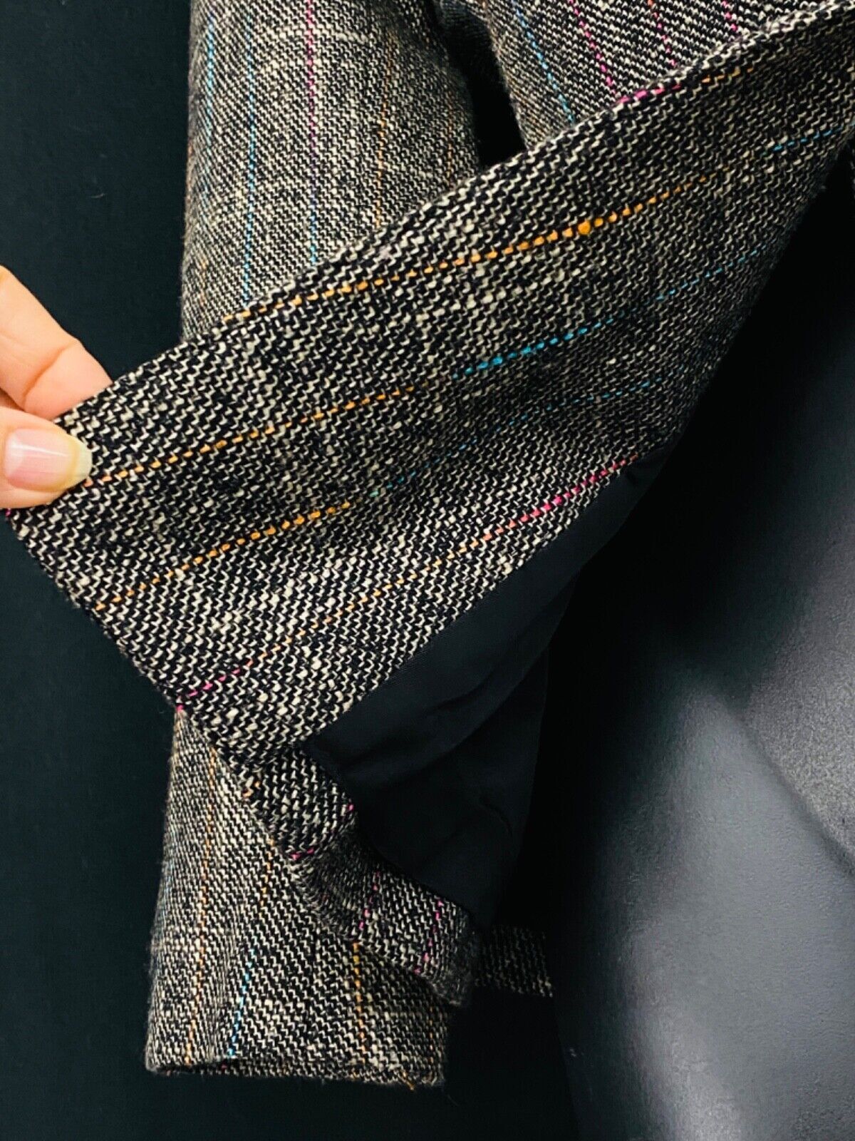 Vintage 1980s gray jacket, Victorian style wool rainbow blazer tailored S