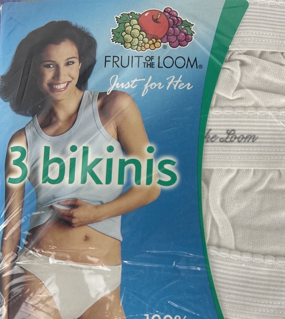 NOS Vintage Y2K Fruit Of The Loom Bikini Panties Underwear Sz 5 Cotton 3-pack