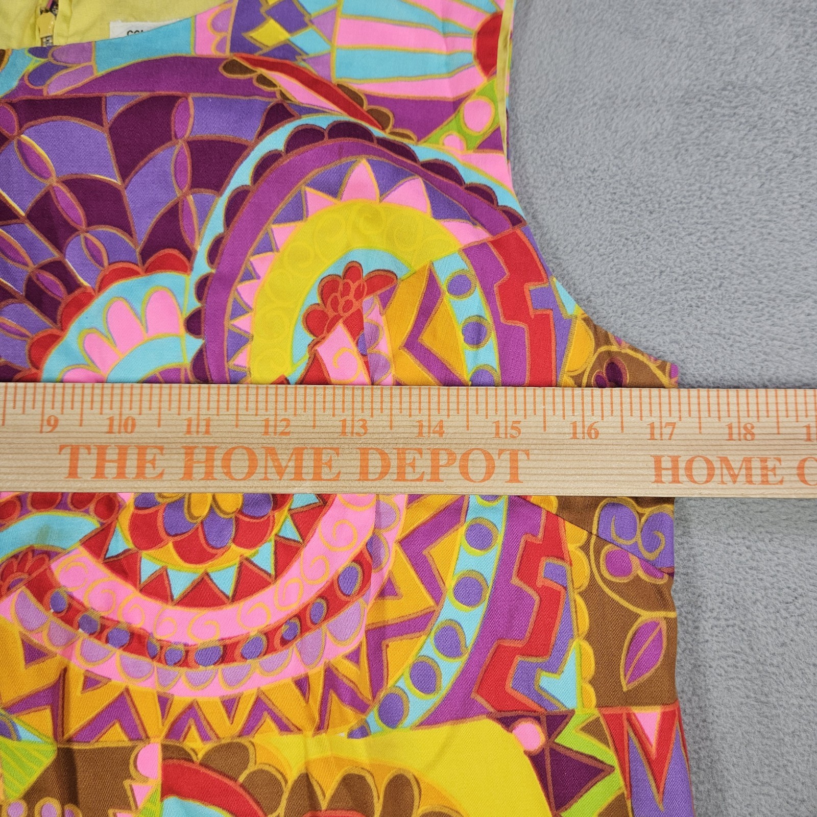 VTG 1960s Screen Printed Psychedelic Shift Dress Size S Japanese Retro Mod Gogo