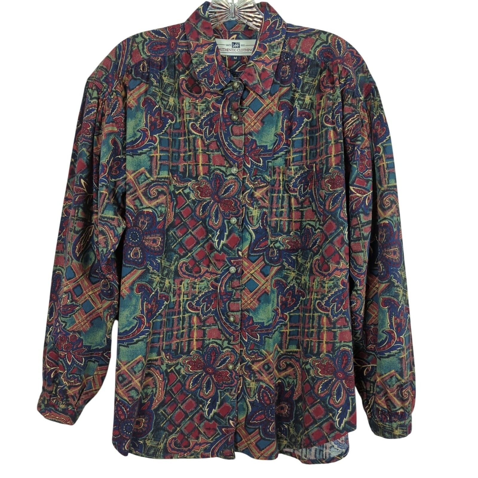 Vintage Lee Authentic Clothing Long sleeve Art Paisley Floral Button up blouse M