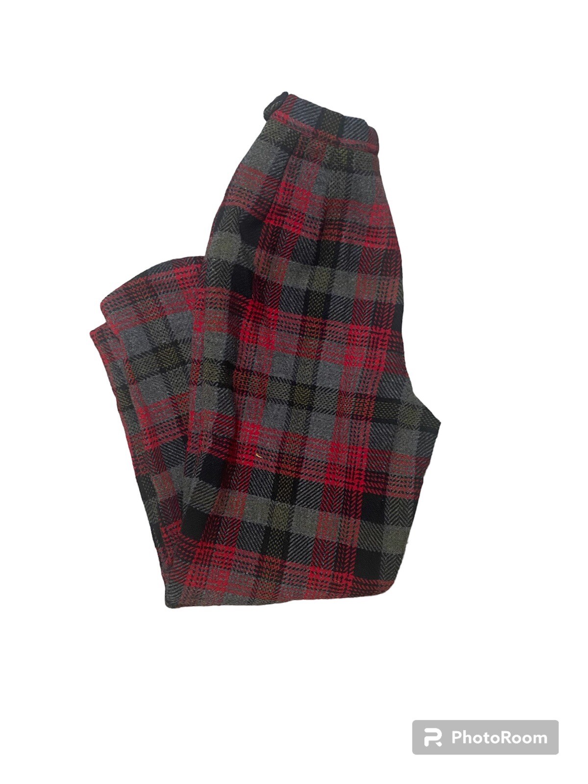 Vintage Red And Gray Plaid Pendleton Wool Pants.