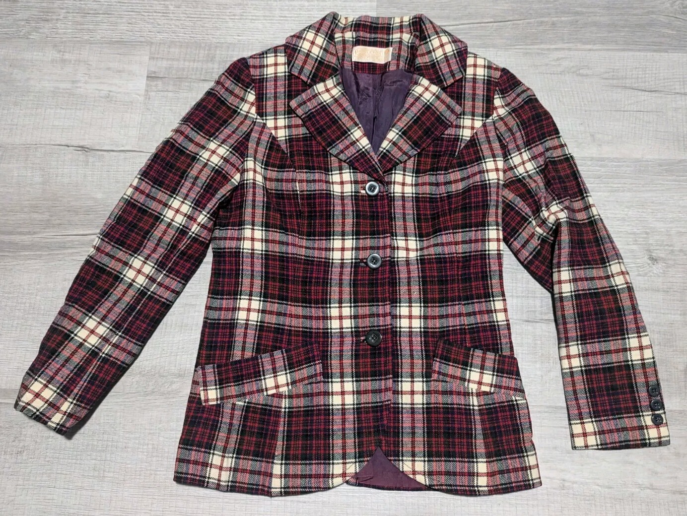 Vintage Pendleton Blazer Suit Jacket Plaid Virgin Wool Women&rsquo;s Sz 12