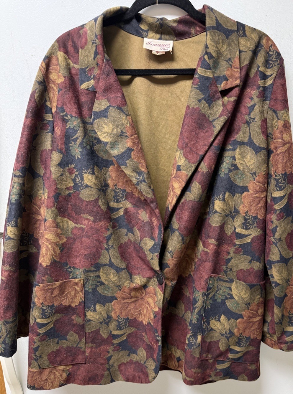 Joanna Plus Vintage Fall Colors Long Blazer One Button Size 22 Pre-Owned Good