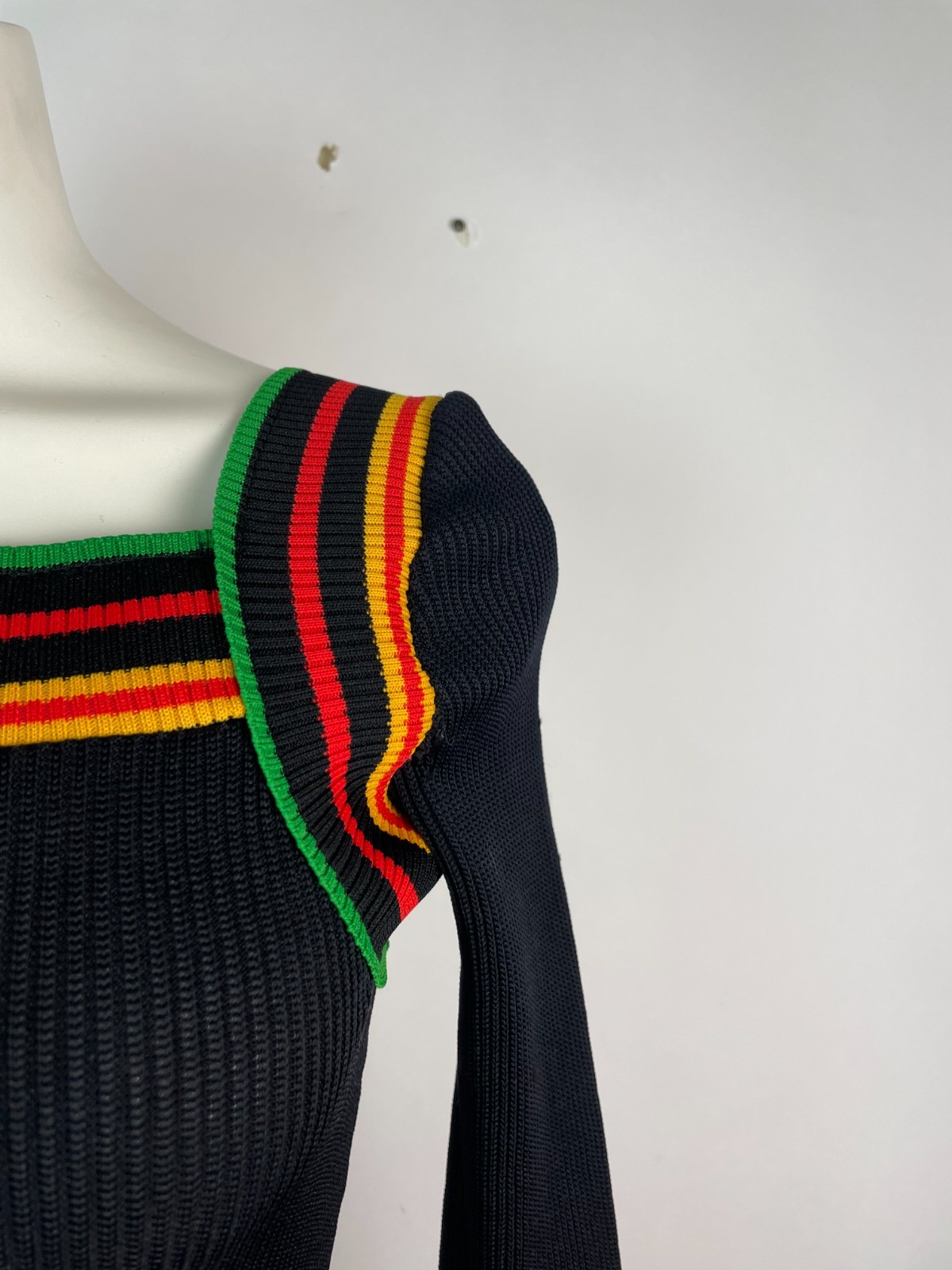 Jonathan Logan Vintage 70s Rainbow Stripe Mod Polyester Maxi Dress size 9