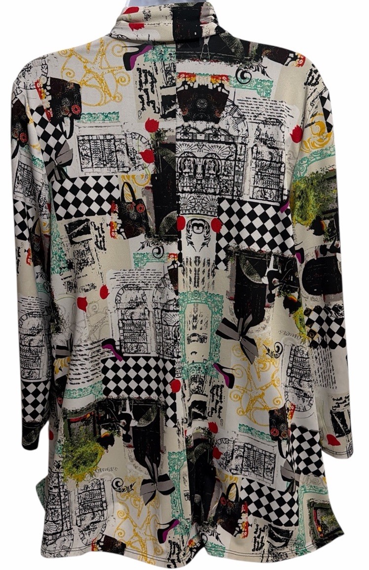 Vtg Travel Elements open-front cardigan Jacket Women’s Sz M Polyester Spandex US