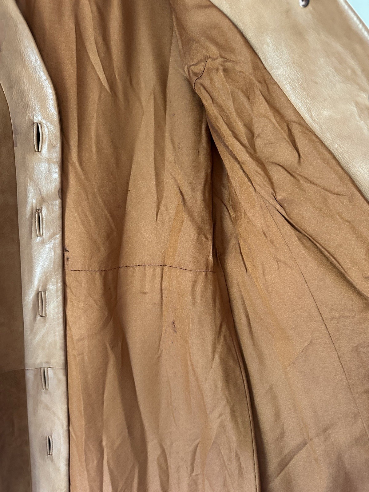 Vintage 1970s LOEWE Tan Suede Leather Maxi Coat Women&rsquo;s 41” Bust