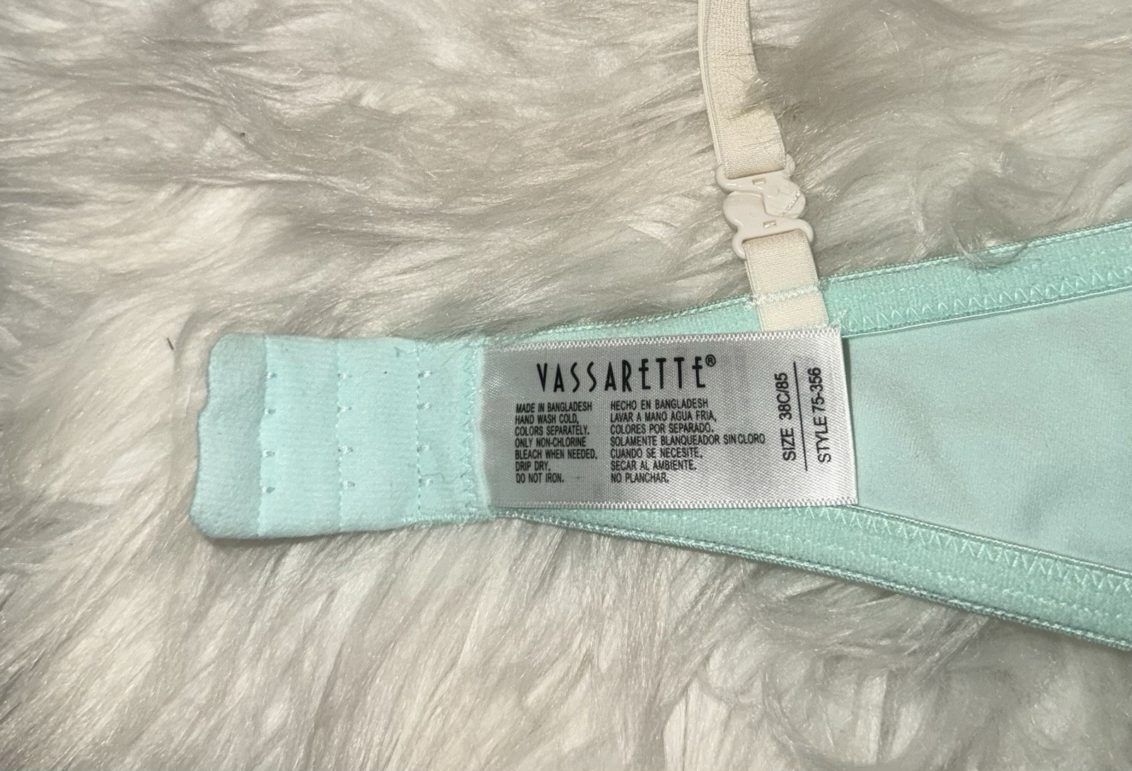 Vintage Vassarette 75-356 Padded Underwire Bra Lace Womens 38C Mint Green New