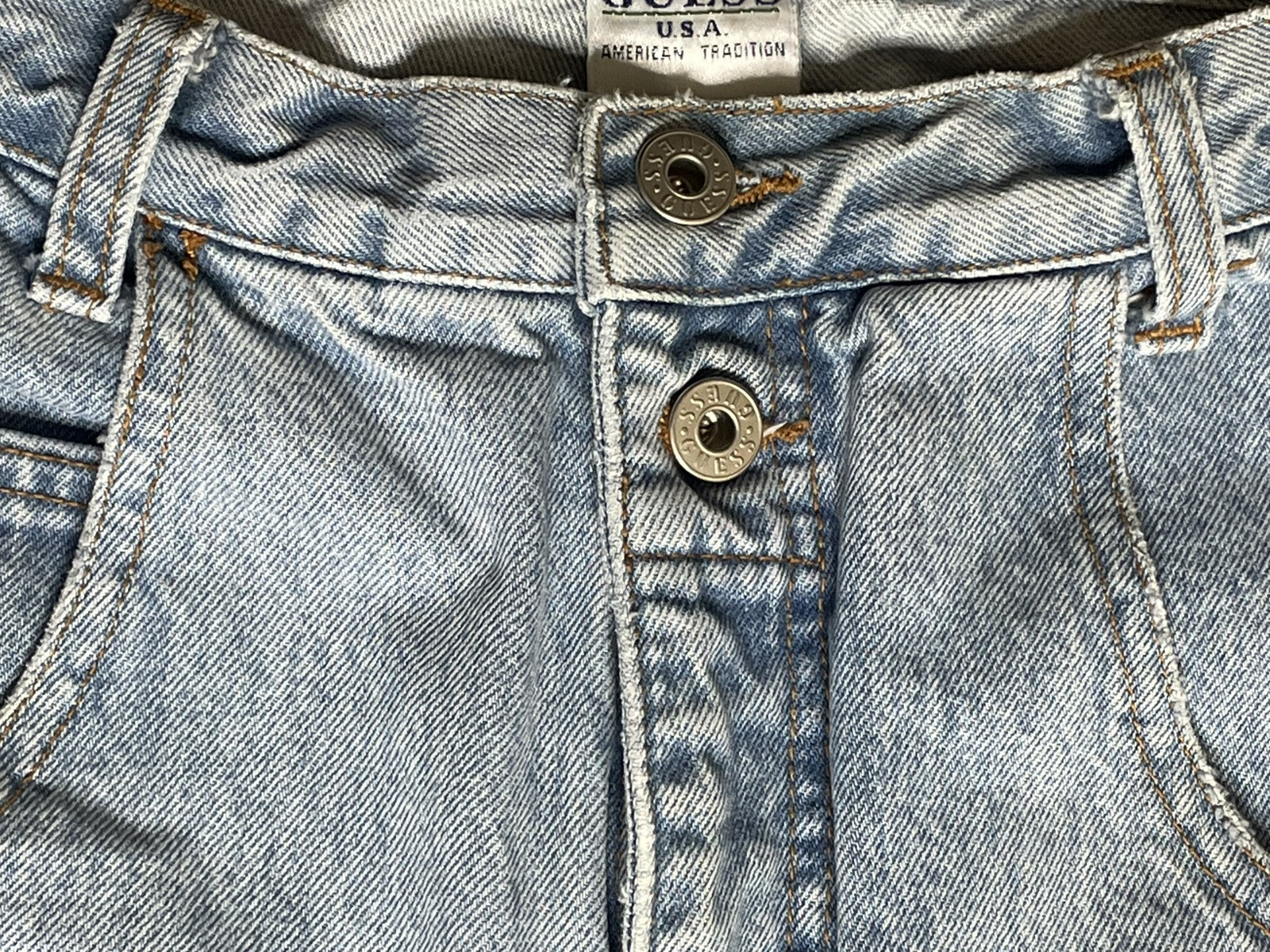 Guess 34×30 Actual 33×30 Mom High Waist Denim Taper Leg Y2K Double Button Jeans