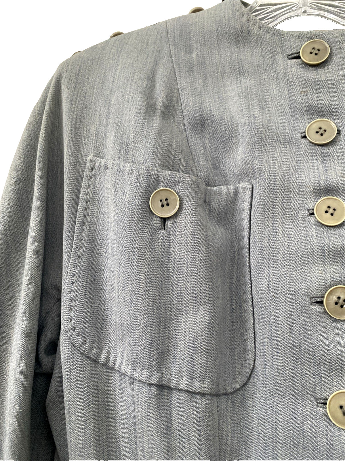 1940s Vtg Swansdown Gray Wool 2 Pc Suit Button Jacket & Skirt Nipped Waist OOAK