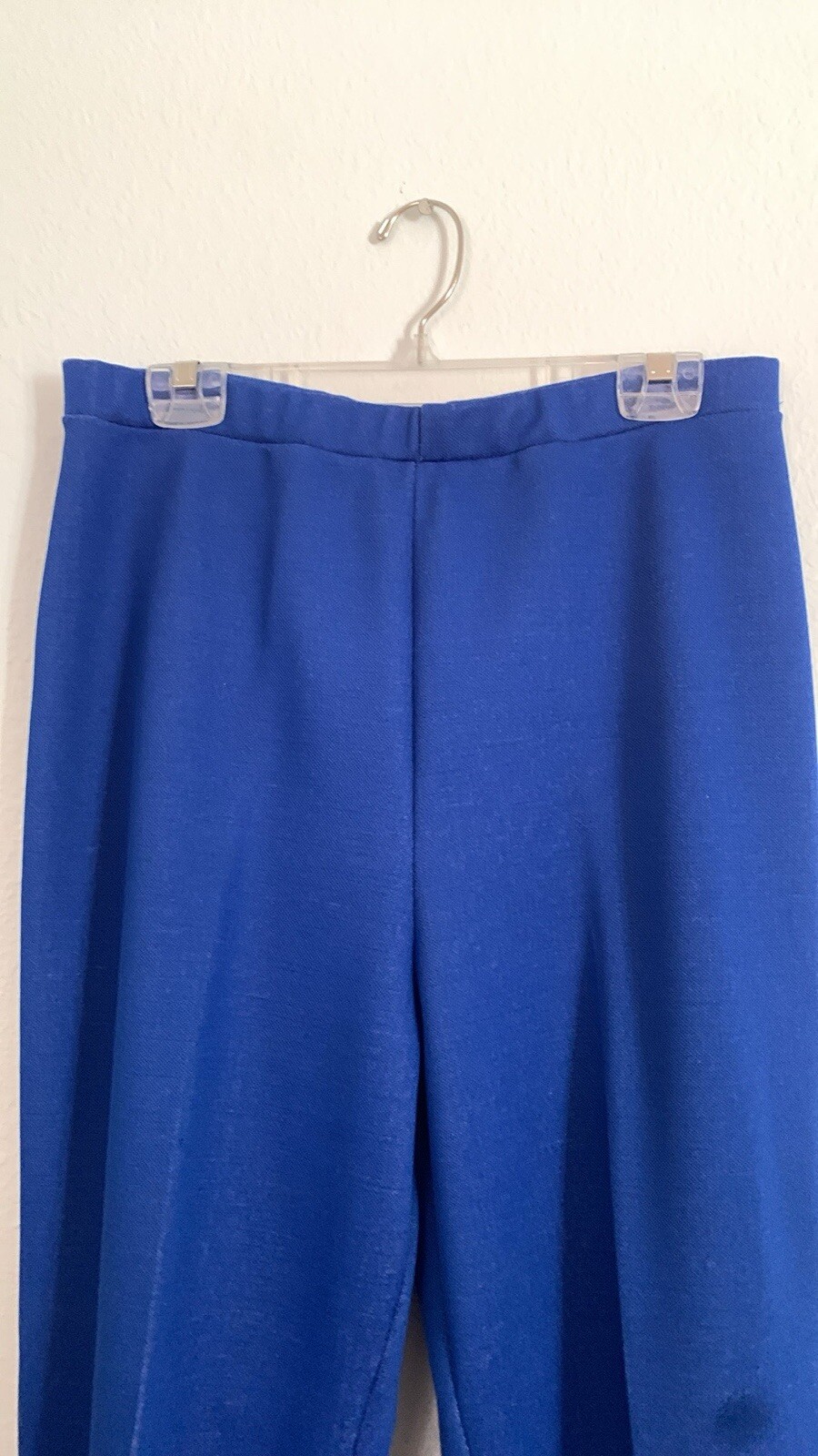 Vintage Graff California Blue Polyester Pleated Pull-on PantSuit Large