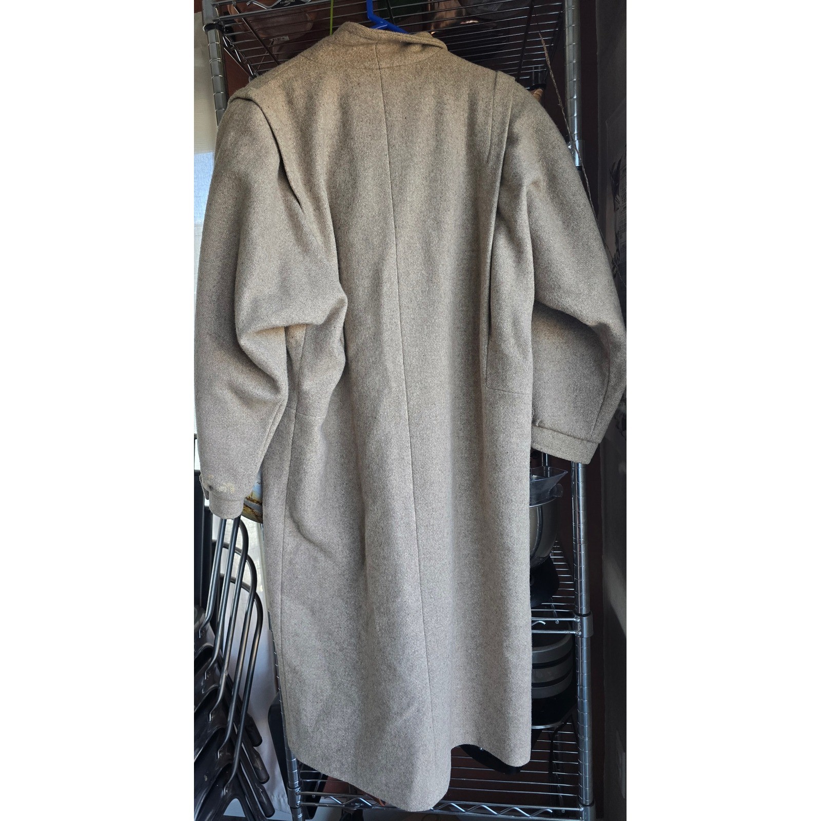 Vintage Unbranded Wool Blend Double Breasted Long Pea Coat Pockets Sz XL