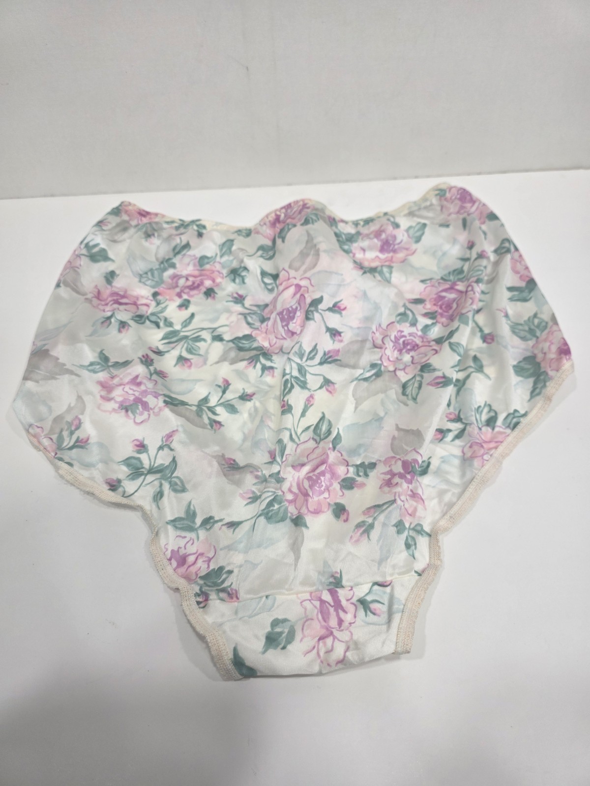 Vanity Fair Vintage Pink Green White Rose Flower Nylon Cotton Panties Size 6 NWT