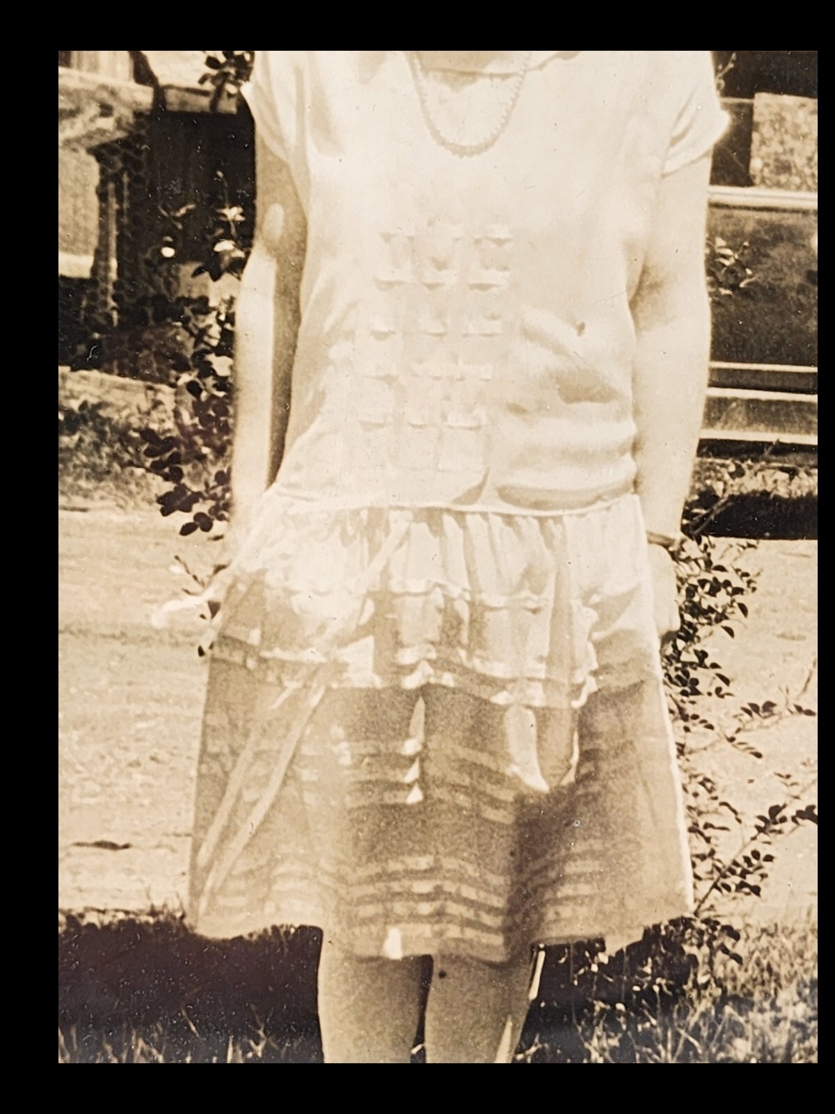 Vtg 20s Silk Chiffon Flapper Boho Bridal Dress + Rare Original Photo + Frame!