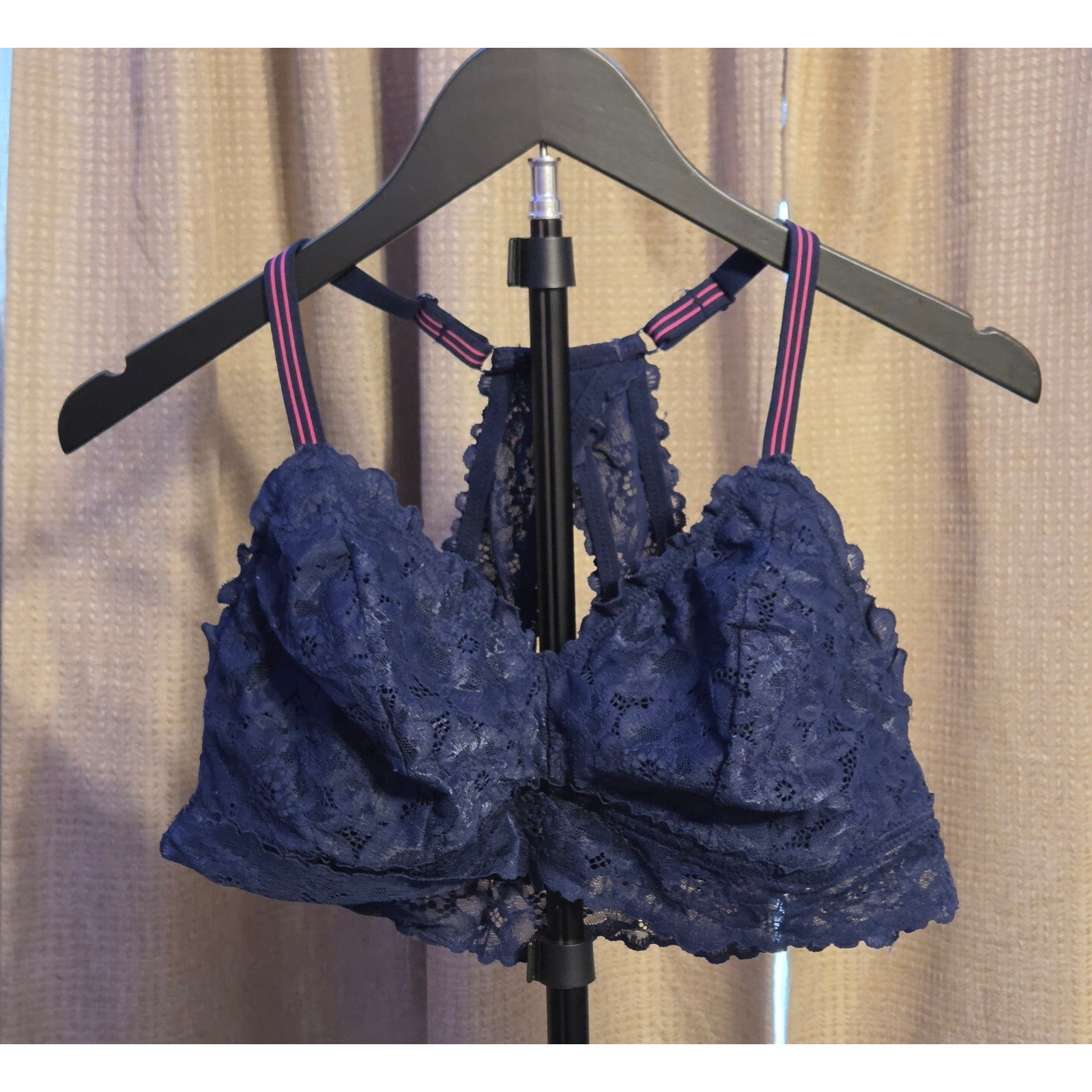 Aerie Lace Racerback Wireless Bralette Women&rsquo;s Size XL Blue Pink